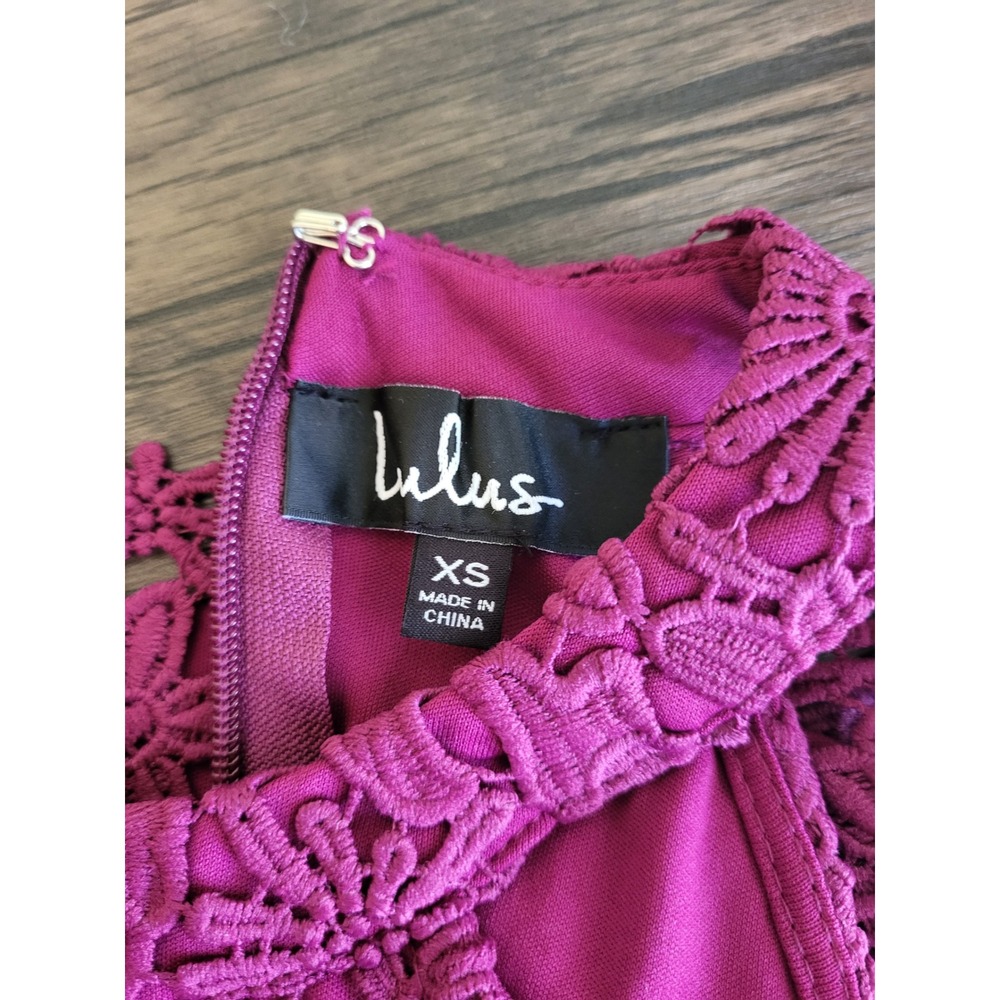 Lulus Magenta Purple Floral Lace Halter Mini‎ Dress XS NWT - Picture 6 of 8